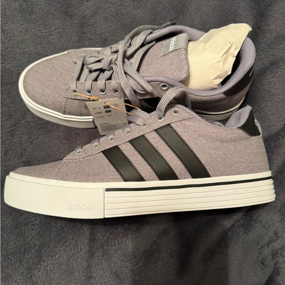 Adidas Unisex Gray Sneakers with Black Stripes